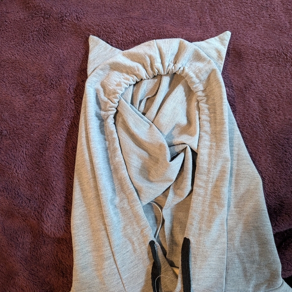 Kawaii Cat Face Cropped Hoodie Hot Topic Grey E-Girl Aesthetic Pullover Size - Picture 6 of 6